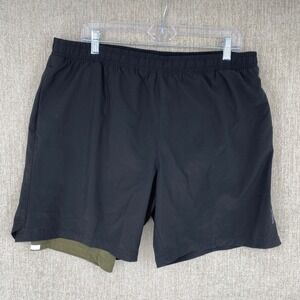 Skora Mens XL Running‎ Shorts 2-in-1 Black Quick Dry Athletic Gym Workout